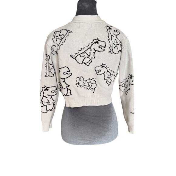 Cider Dinosaur-Print Cropped Cardigan Sweater With Button Front - Women’s Size S - Picture 4 of 5